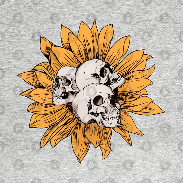 Skulls on Sunflower by The Night Owl's Atelier